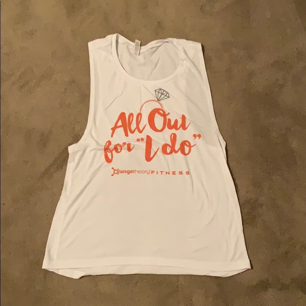 Orangetheory White Muscle Tee with Orange Script